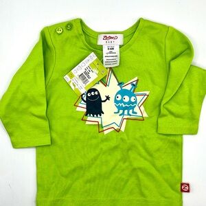 Zutano Green Long Sleeve Tee with Playful Graphics 0-6 months